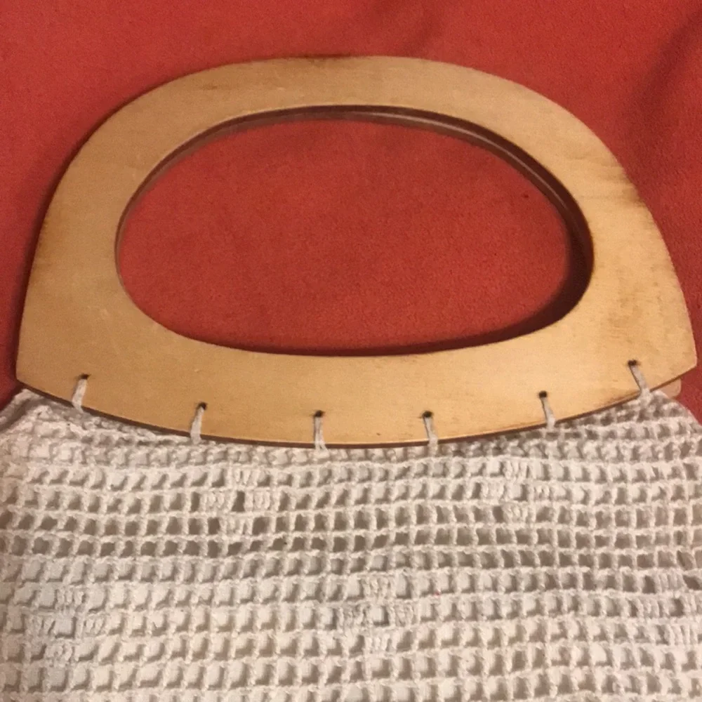 VINTAGE MACRAME BAG W/ wooden handles. MAKE IT YOUR OWN!!!! - Picture 3 of 5